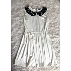 Cream dress with black sequin collar